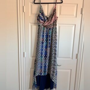 Ramy Brook Blue and Pink High Low Dress